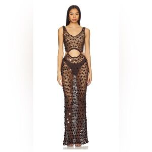 Superdown Brown Sequin Crochet Coverup